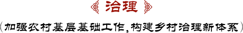 鄉(xiāng)村振興戰(zhàn)略舉措之一治理