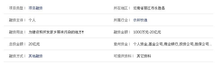 云南某農(nóng)業(yè)項目融資20億